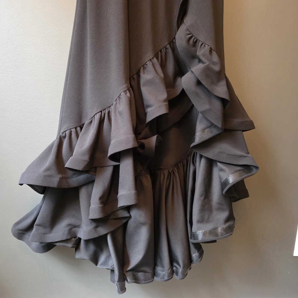Betsy & Adam Women's Black Asymmetric Ruffle Gown Dress Plus Size 22W - Picture 2 of 7